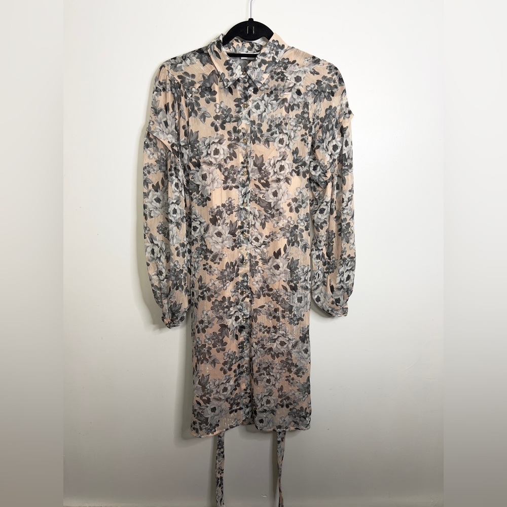 Calvin Klein Pink Floral Long Sleeve Shirt Dress